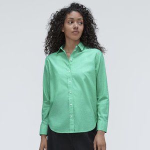 NWT Everlane The Silky Cotton Relaxed Shirt Striped Green Size 2 NEW